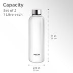 MILTON Costa 1000 Pet Water Bottle Set of 2, 1 Litre Each | Airtight & Leakproof Stainless Steel Lid | Unbreakable, BPA-Free, Reusable Plastic Fridge Bottles for Home, Office, School, Travel