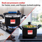 Prestige 5 Litre Hard Anodised Flip On Svachh Outerlid Pressure Cooker with Glass Lid|Deep lid for spillage control|Lid with single hand operation|Gas & Induction Compatible|5 Y warranty|ISI Certified