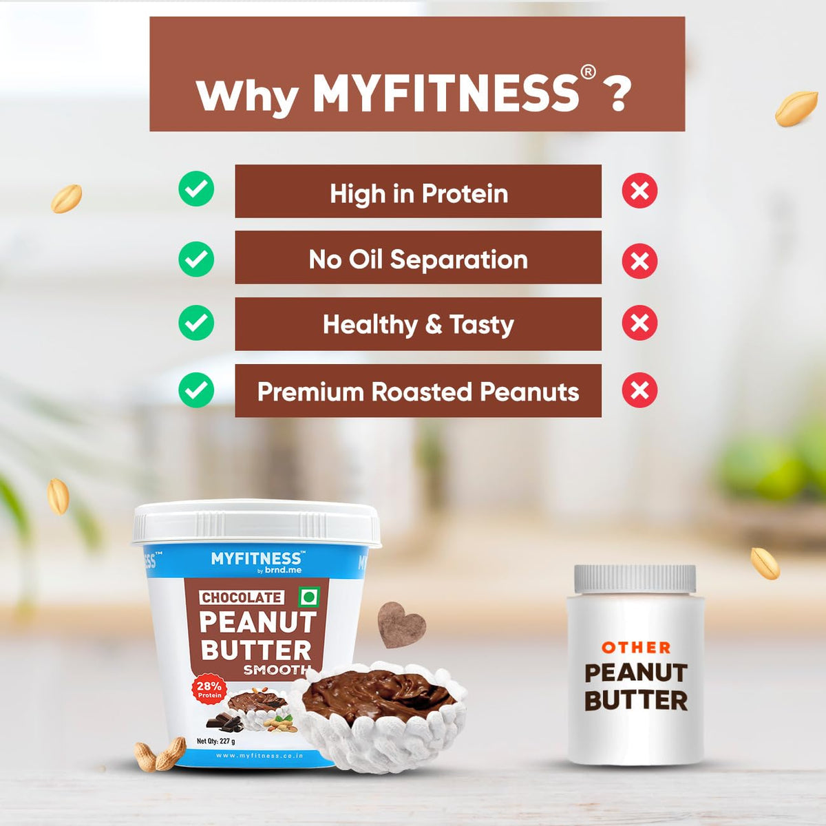 MYFITNESS Peanut Butter Chocolate Spread Smooth 227g