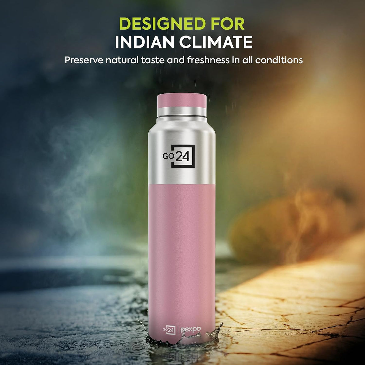 Stainless Steel Water Bottle Crown Silver-Rosy Brown 950ml