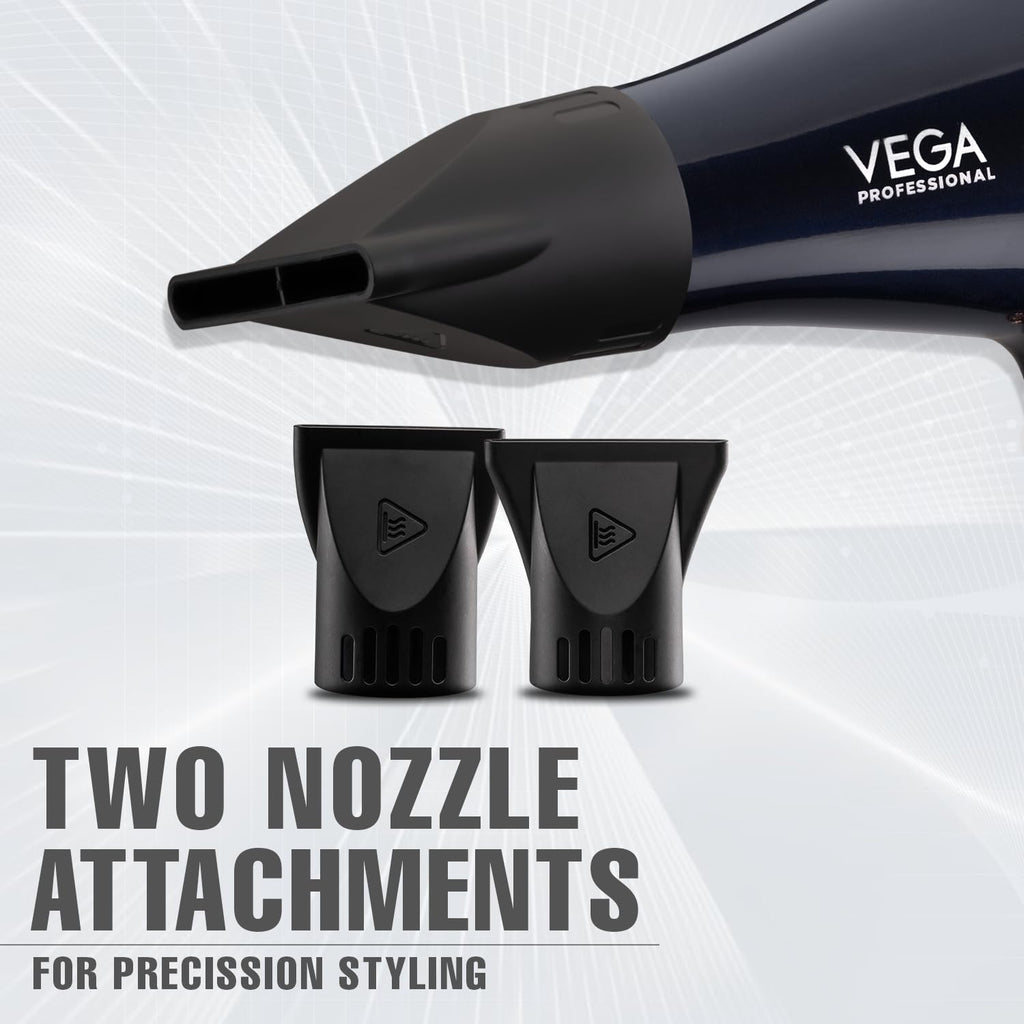 VEGA PROFESSIONAL Pro Starlite BLDC 2600W Hair Dryer for Women & Men | Professional Blow Dryer with Combination of 4 Heat & 2 Speed Modes, 16 Amp Plug Fast Hair Drying (VPPHD-12)