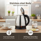 Prestige 1.5L PKOSS Stainless Steel Electric Kettle | 1350 Watts| Elegant Design | Cool-touch Handle and Lid | Automatic Cut-Off and Single-Touch Lid Locking | Black | 1Y Warranty | ISI Certified