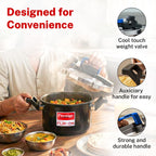 Prestige 5 Litre Hard Anodised Flip On Svachh Outerlid Pressure Cooker with Glass Lid|Deep lid for spillage control|Lid with single hand operation|Gas & Induction Compatible|5 Y warranty|ISI Certified