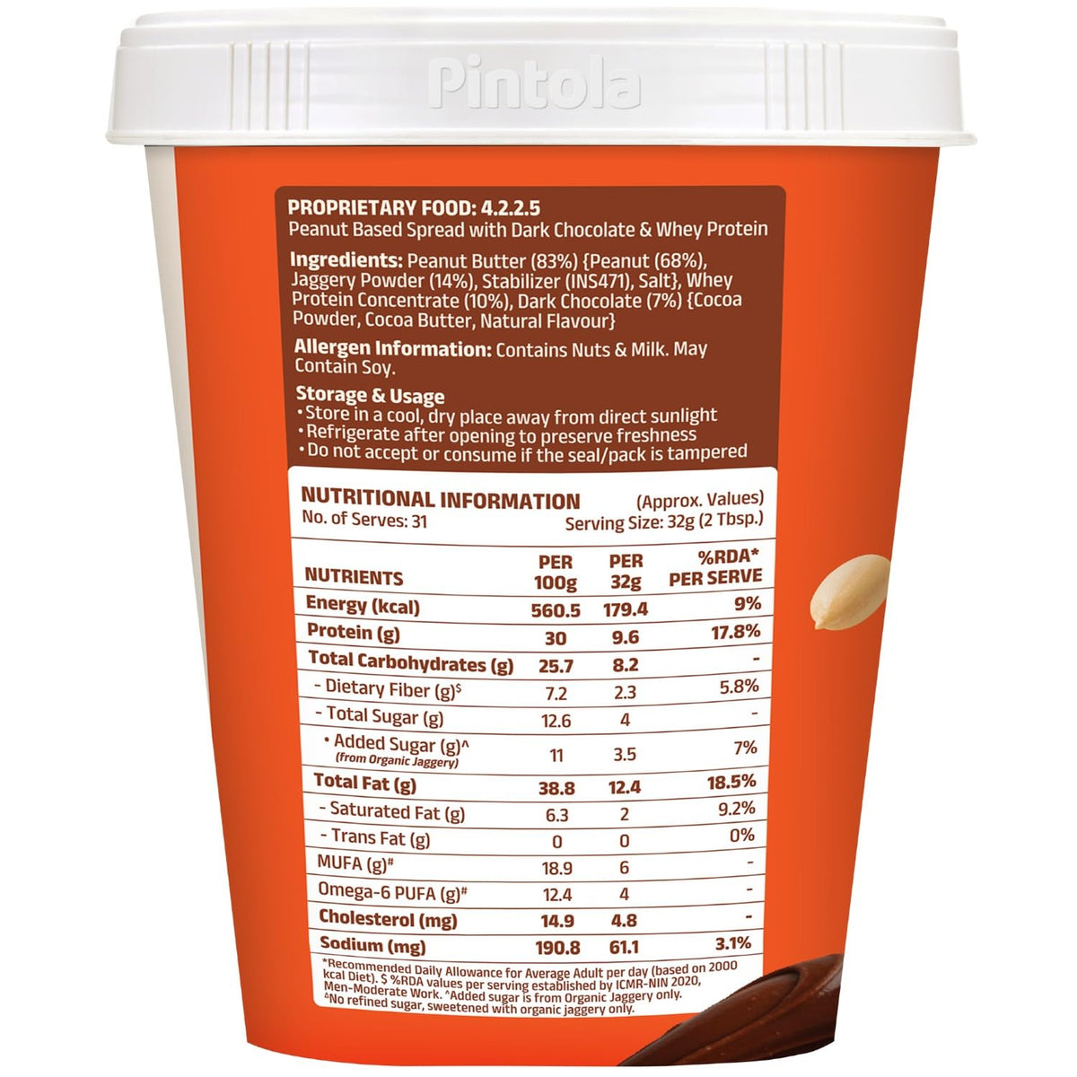 PINTOLA High Protein Peanut Butter Chocolate Flavour Creamy 1kg