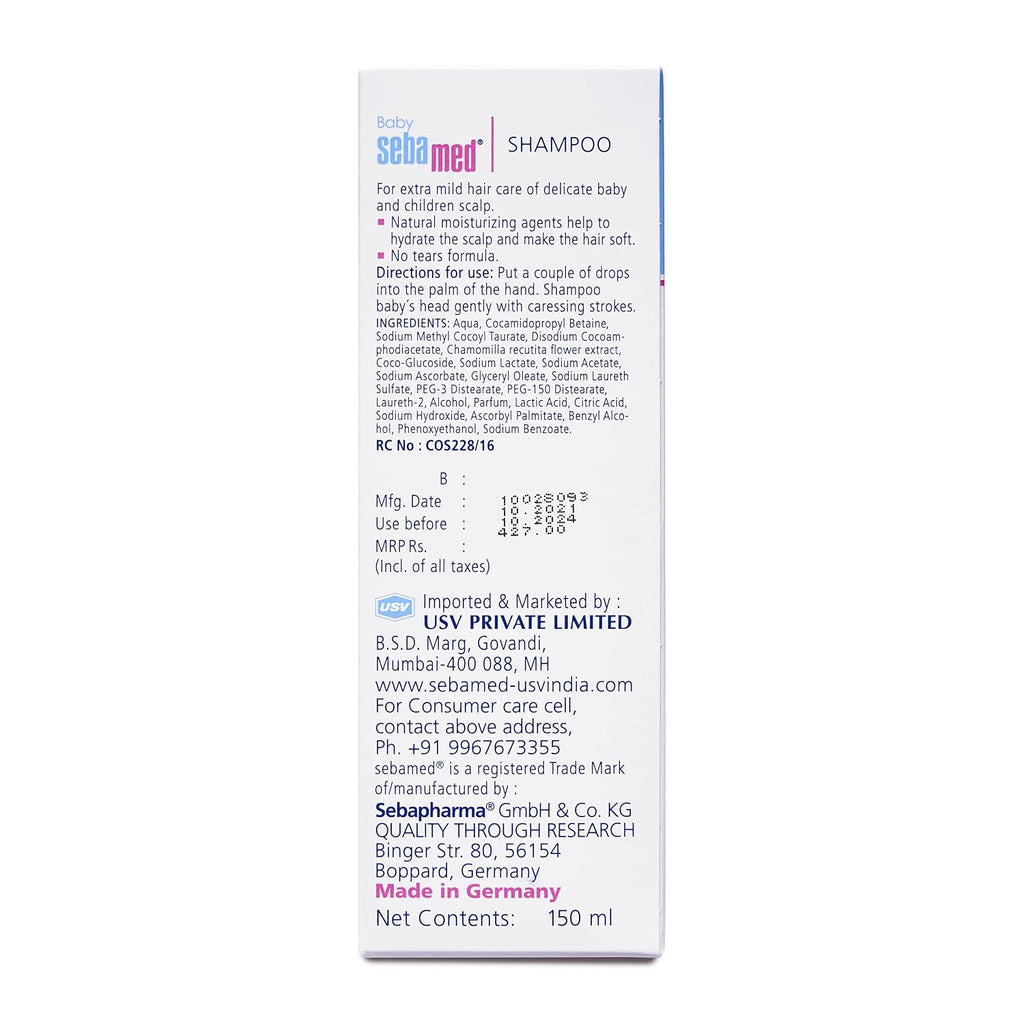 Sebamed Baby Shampoo 150 ml|pH 5.5| Ideal for Newborn’s delicate scalp| No Tears | (Pack of 2)