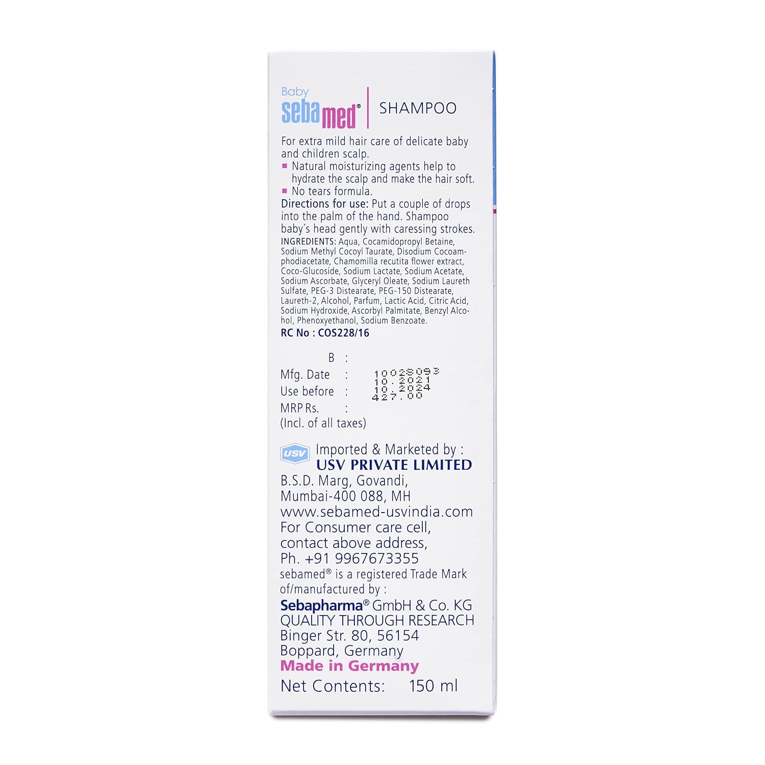 Sebamed Baby Shampoo 150 ml|pH 5.5| Ideal for Newborn’s delicate scalp| No Tears | (Pack of 2)