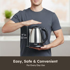 Prestige 1.5L PKOSS Stainless Steel Electric Kettle | 1350 Watts| Elegant Design | Cool-touch Handle and Lid | Automatic Cut-Off and Single-Touch Lid Locking | Black | 1Y Warranty | ISI Certified