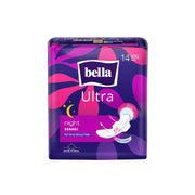 Bella Ultra Night Drai Sanitary Pads Women XXL - 14pcs | Night Protection for Very Heavy Flow | 31.5 Cm Long | Breathable | Lock Gel System | Green Edge System | Fast Absorption | Rash Free Period
