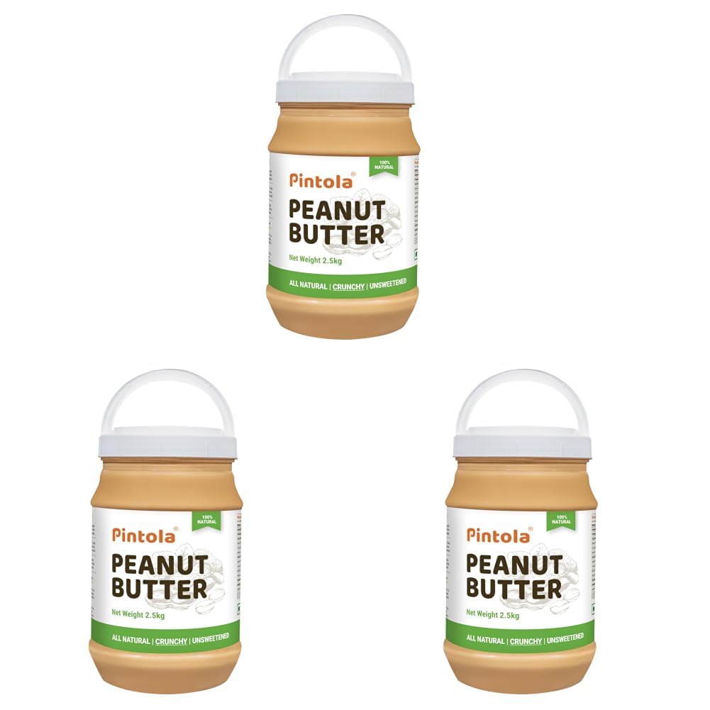 Pintola All Natural Peanut Butter Crunchy 2.5kg  (Pack of 3)