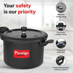 Prestige Svachh Hard Anodised Aluminium Outer Lid Pressure Cooker, 7.5 Litre, Black, 7.5 Liter