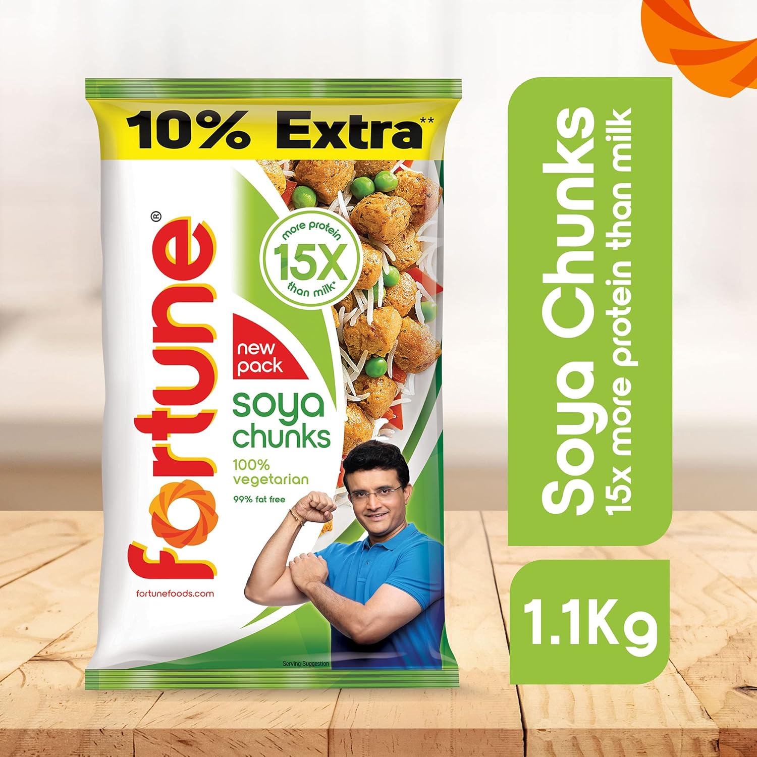 Fortune SOYA Chunks Pouch, 1kg 10% Extra