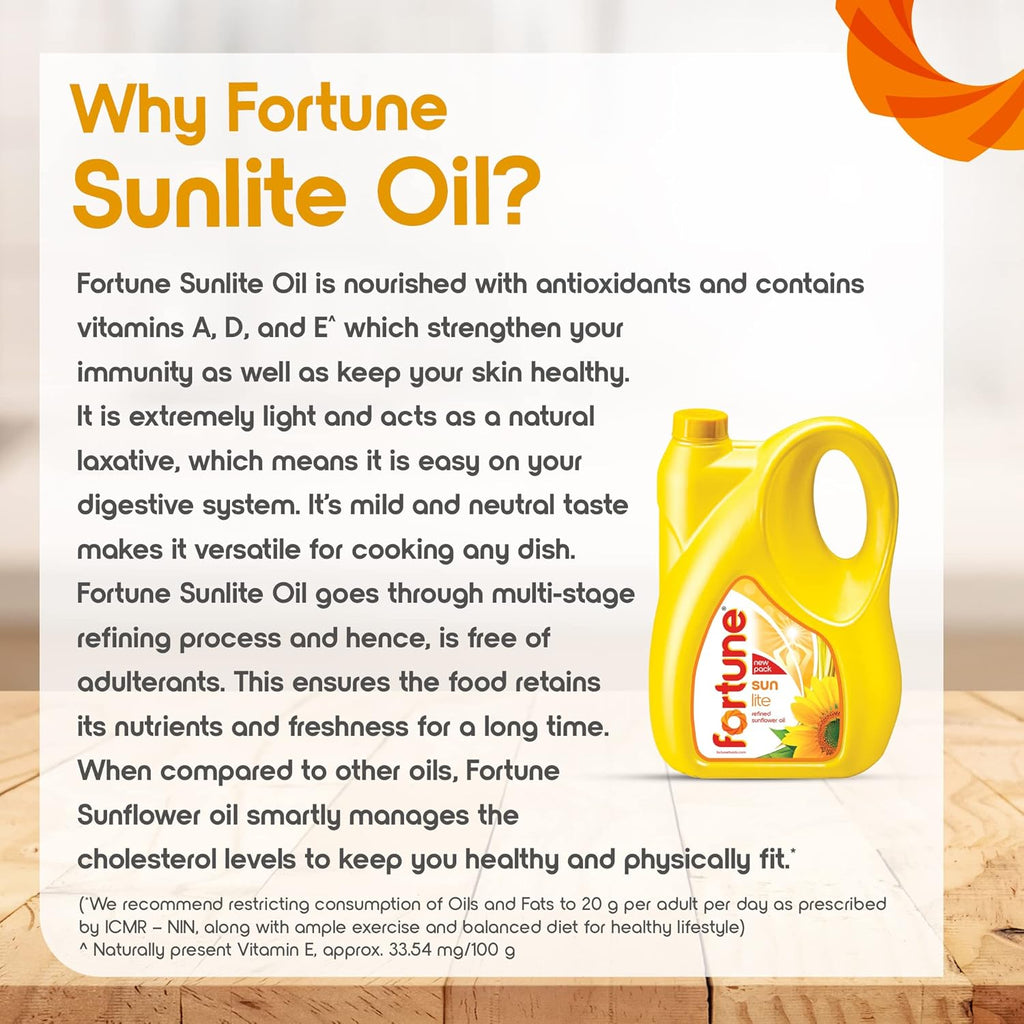 Fortune Sunlite Refined Sunflower Oil, 4.35 Kg