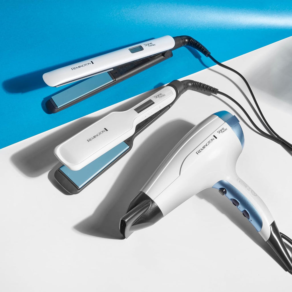 Remington Hair Straightener Shine Therapy Wide Styling Plates (Wide Plates, With Moroccan Argan Oil And Vitamin E, For Long, Thick Hair) S8550