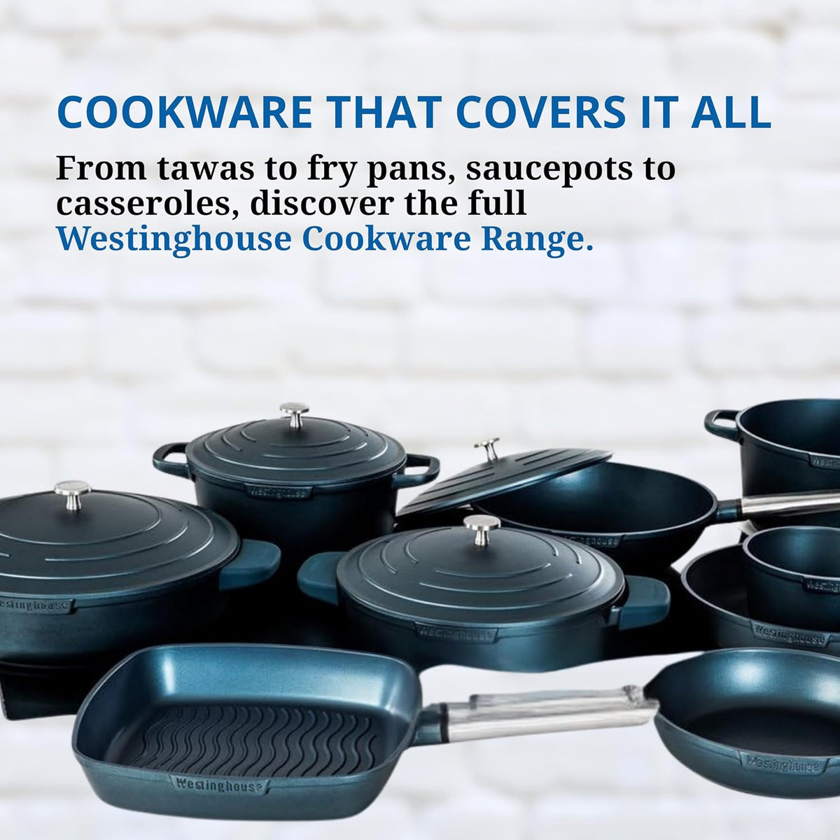 Westinghouse Performance Series WCSP0095N18BL Saucepan 18 cm Milk Pot Small for All Hobs and Oven-Safe Cool Touch Stainless Steel Handle Blue