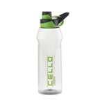 CELLO Fitbe Flip Cap Water Bottle For Daily Use 1000 ml, Black Green | BPA Free, Reusable & Unbreakable Leakproof Lightweight Easy to Carry with Handle PET Water Bottle For Gym Office Indoor & Outdoor