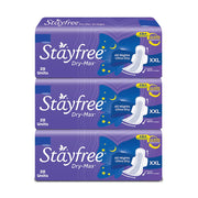 Stayfree Dry Max All Night XXL Dry Cover Sanitary Pads For Women Combo, 28s x 3 (84 Pads)