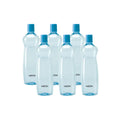 MILTON Pacific Pack of 6 Water Bottles, 1 Litre Each, Reusable Plastic Fridge Bottle Set, BPA Free and Leak Proof Bottles for Travel, Work, Blue