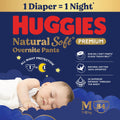Huggies Natural Soft Overnite Diaper Pants| Premium Pant Style Baby Diapers Medium Size (M Size | 7-12 Kgs), 42 count| Keeps baby dry all night with cloud softness all over (Pack of 2)