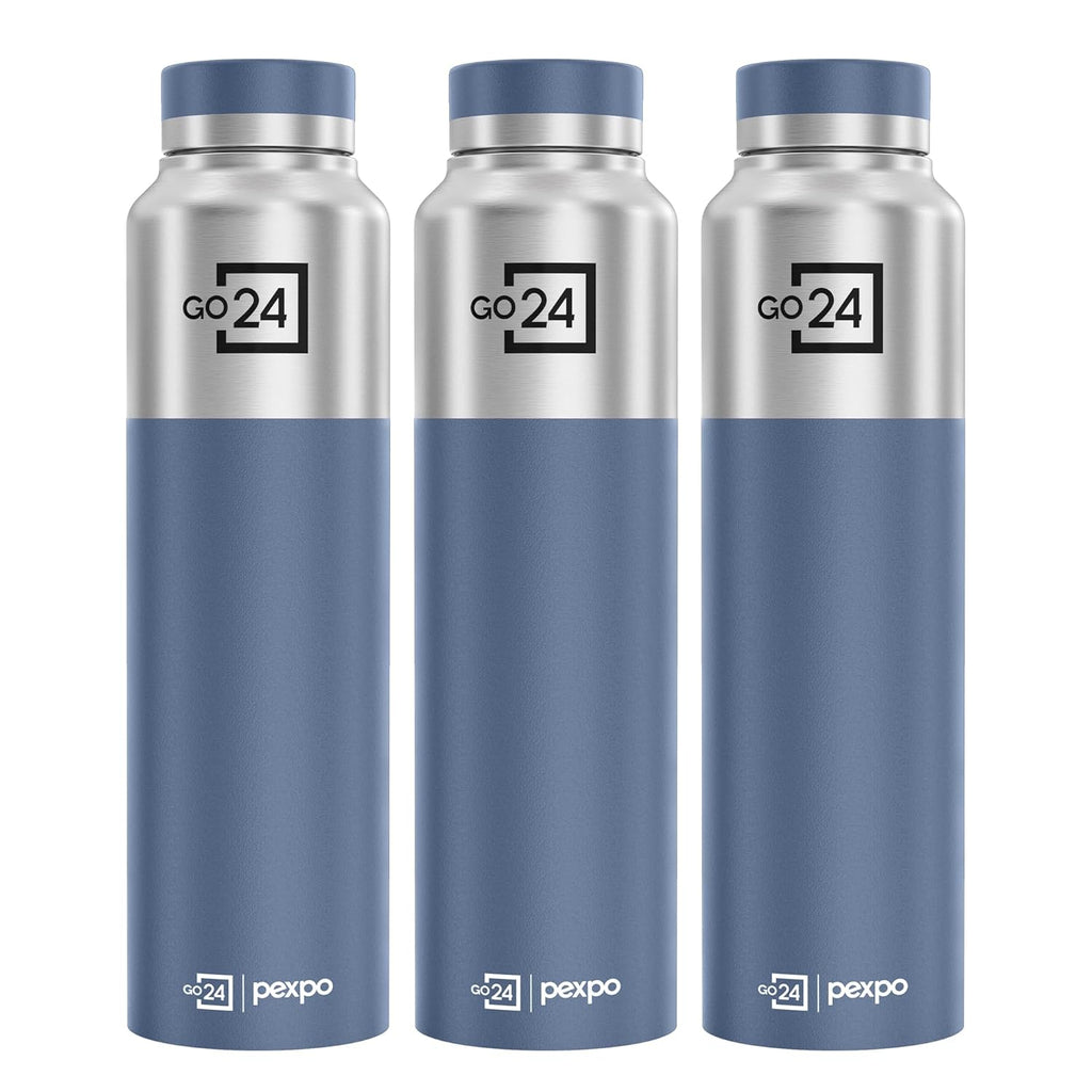 Stainless Steel Water Bottle Crown Silver-Denim Blue 950ml