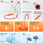 realme Buds Wireless 5 Lite in Ear Bluetooth Neckband with 12.4 mm Dynamic Bass Boost Driver,Upto 35 Hours Playback,45ms Low Latency,IP55 Dust & Water Resistant, Bluetooth V5.4 (Void Black)