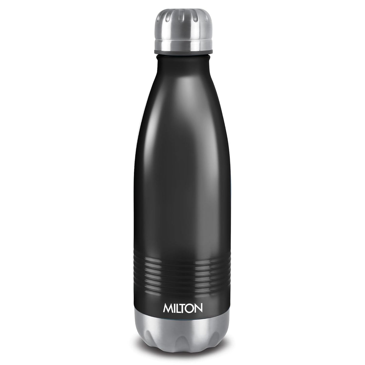 Milton Duo DLX 1000 Thermosteel Bottle, 1000 ml Water Bottles, 24 Hours Hot and Cold, Easy to Carry, Easy Grip, Rust Proof, Tea, Coffee, Office, Travel Bottle, Matt Black