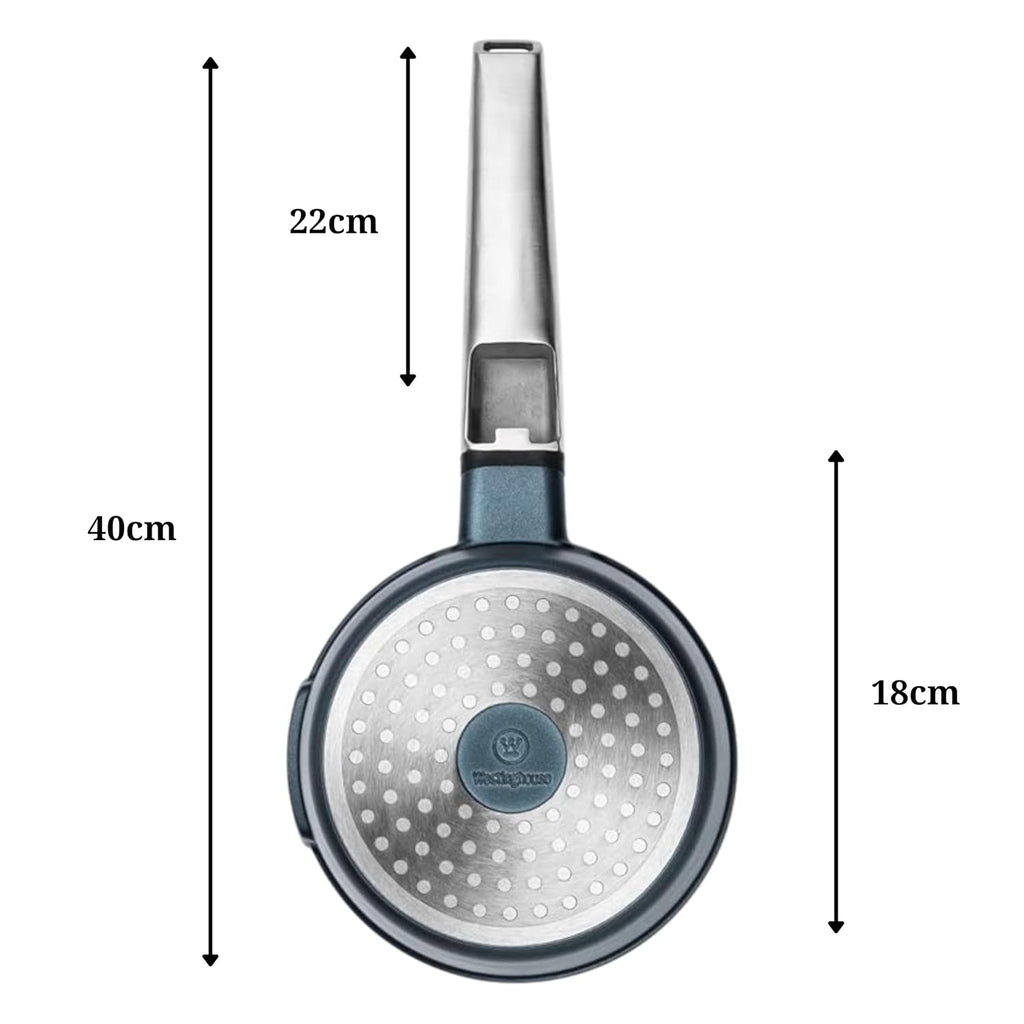 Westinghouse Performance Series WCSP0095N18BL Saucepan 18 cm Milk Pot Small for All Hobs and Oven-Safe Cool Touch Stainless Steel Handle Blue