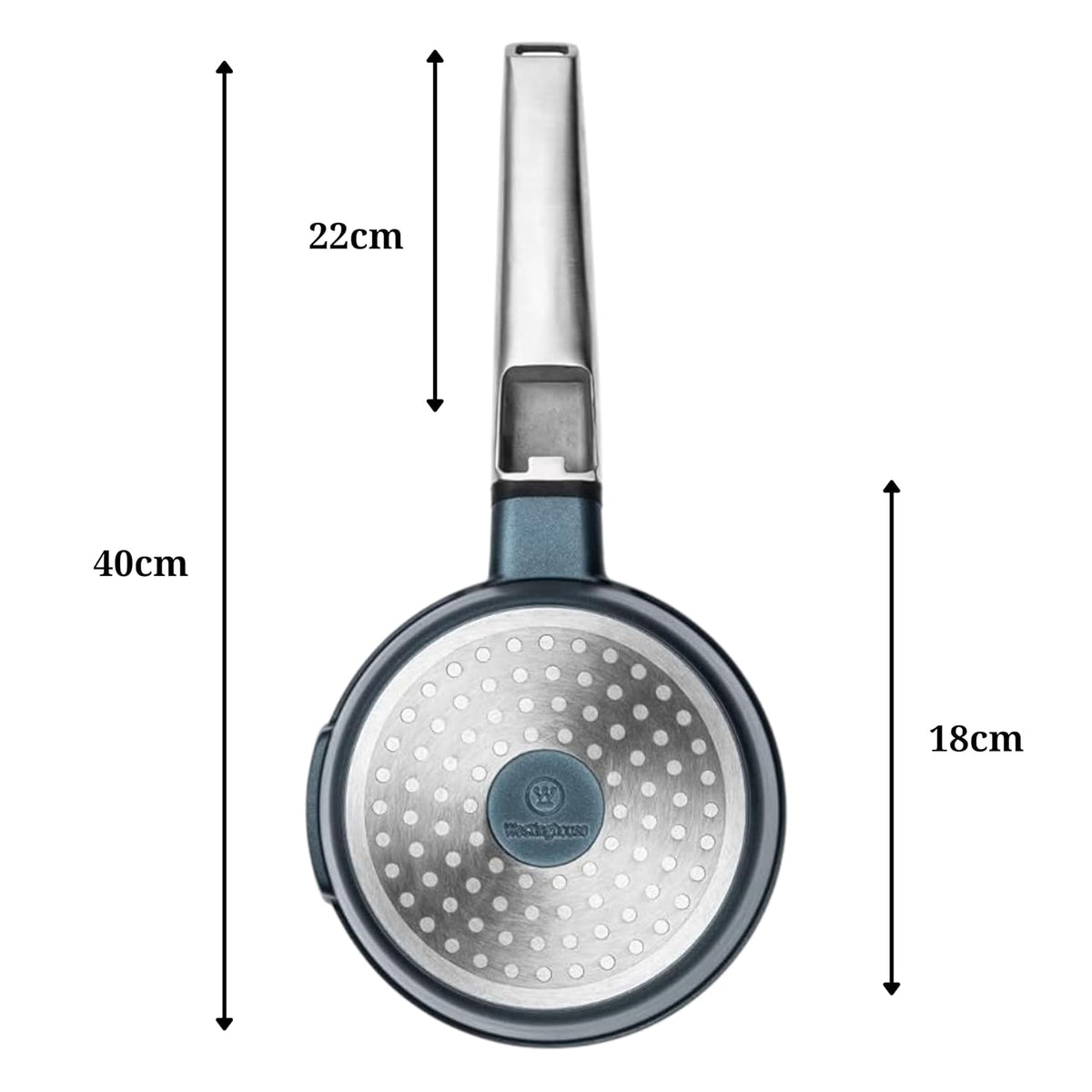 Westinghouse Performance Series WCSP0095N18BL Saucepan 18 cm Milk Pot Small for All Hobs and Oven-Safe Cool Touch Stainless Steel Handle Blue