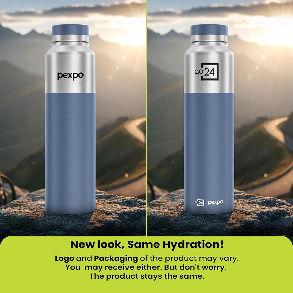 Stainless Steel Water Bottle Crown Silver-Denim Blue 950ml