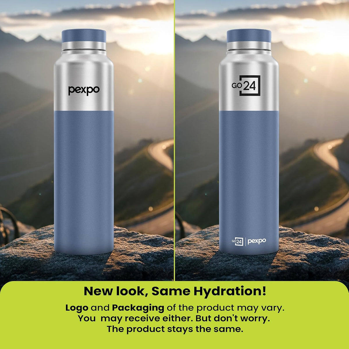 Stainless Steel Water Bottle Crown Silver-Denim Blue 950ml