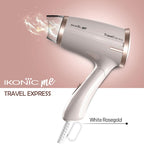 Ikonic Travel Express Foldable Hair Dryer Adustable Two Speed Setting Fast Drying 1400Watt, Compact Design Travel Friendly, All Hair Type, For Men & Women, White