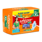 Whisper Choice Sanitary Pads with Wings for Women, XL, 40s Napkins
