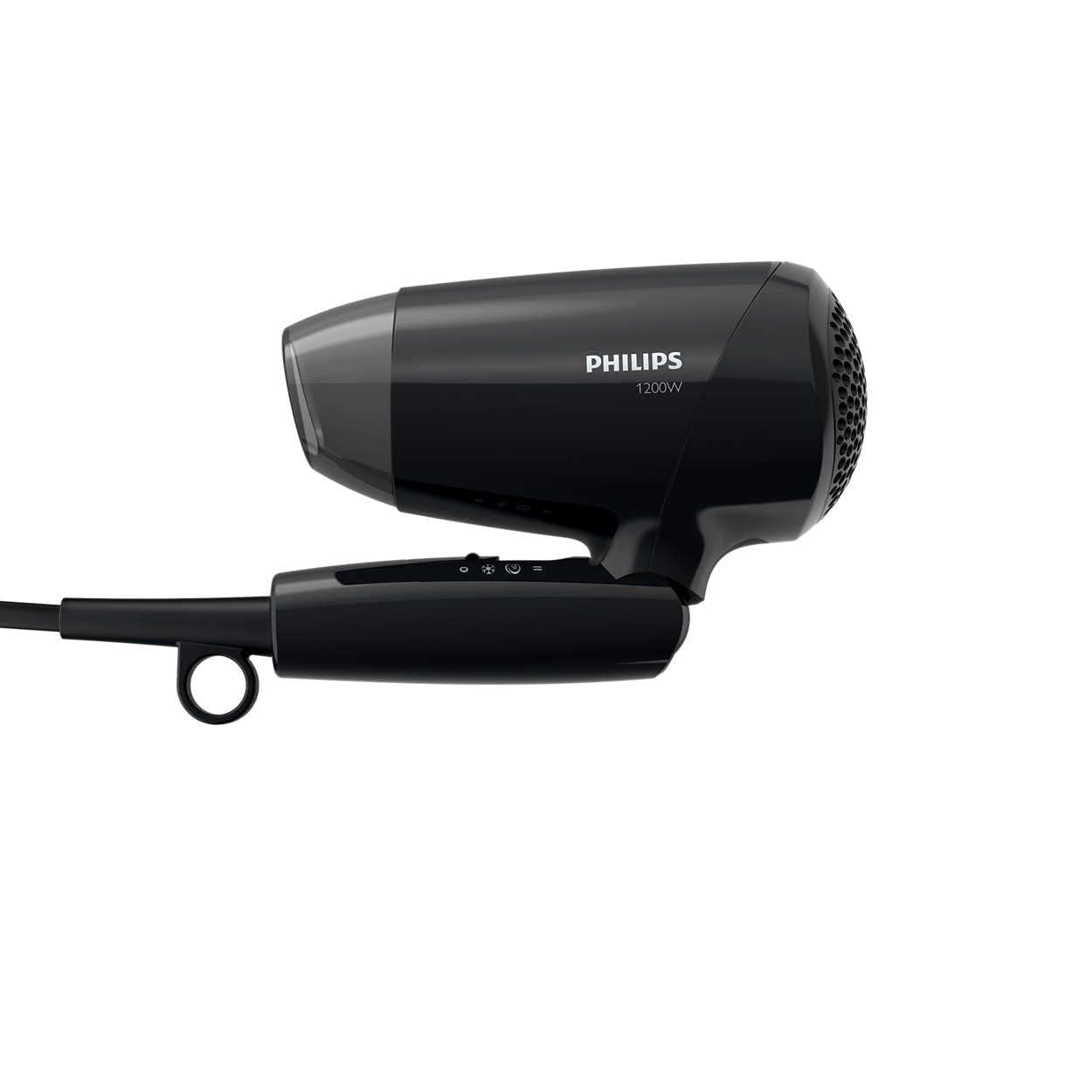 Philips Essential care.Thermoprotection.Foldable.DC 1200W motor.3 heat/speed settings + cold shot. No ions. Easy storage hook. Concentrator. 1.5m 3-pin, Bhc010/13