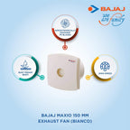Bajaj Maxio 150 MM 23 Watts Exhaust Fan | High Speed | Rust Proof Body | Easy to Mount | Lower Energy Consumption | 2 Yr Warranty 【White】