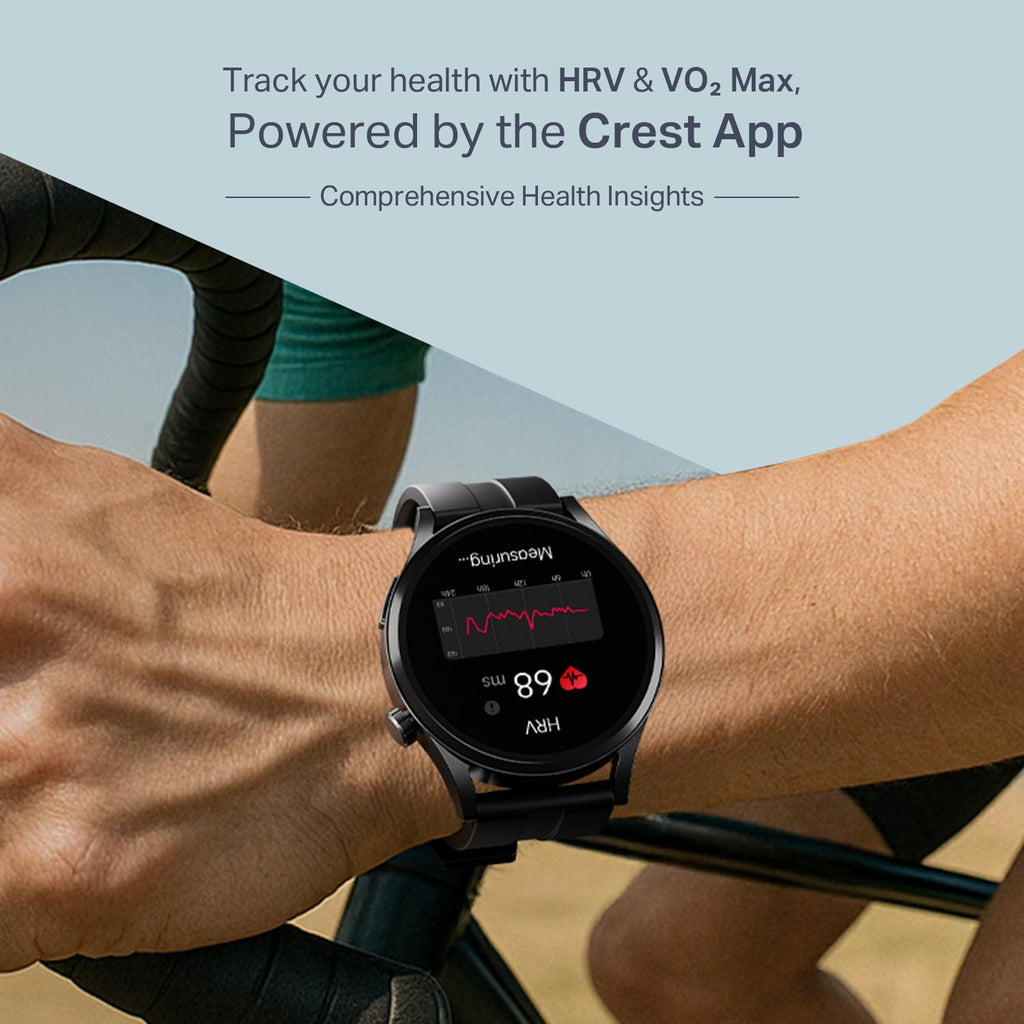 boAt Chrome Horizon, Premium Metal Body, Video Watch Faces, 1.51”(3.83cm) AMOLED Round Display, HRV & VO2 Max, Auto-Activity Detection, ASAP Charge, HRV Smartwatch for Men & Women (Midnight Black)