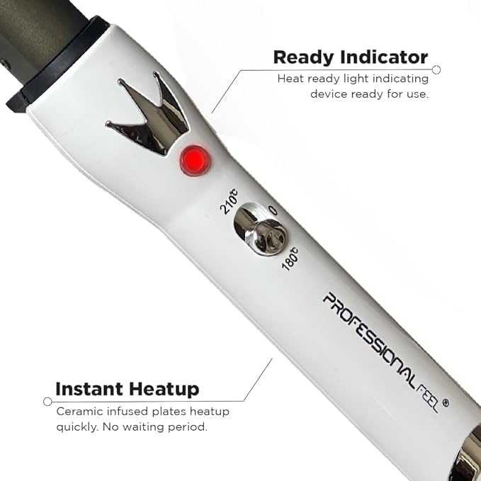PROFESSIONAL FEEL Professional FEEL Hair Curler For Women - Electric Curling Wand [Curling The Hair Without Damage] Electric Hair Curler (Barrel Diameter: 25 Mm), White