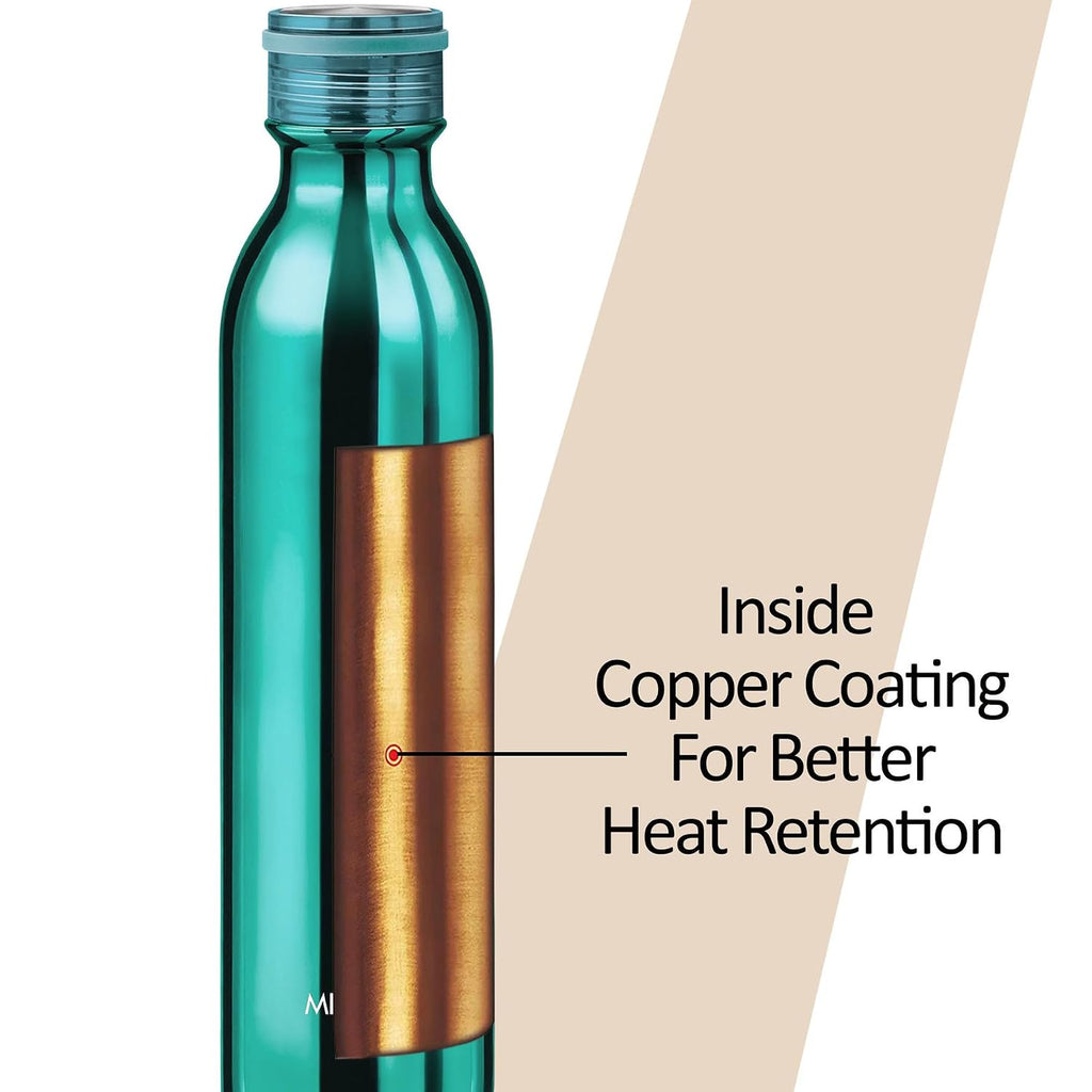 Milton Glitz 1000 Thermosteel Water Bottle 1 LTR, 24 Hr Hot and Cold I Leak Proof Lid, ISI Certified I Water Bottle for School, Office, Gym, Dark Blue