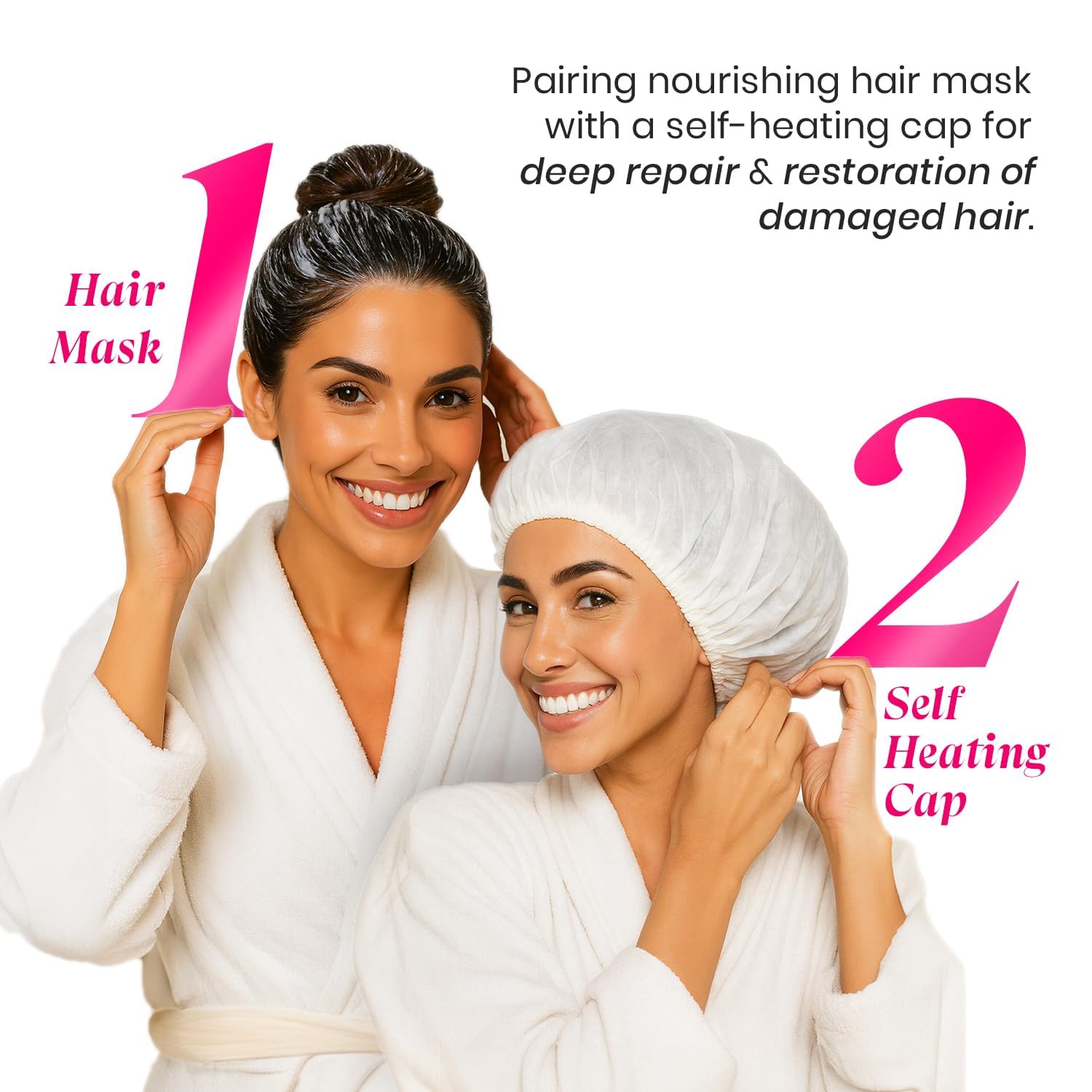 Urban Yog MakeMeeBold Styling & Care Combo | 3-in-1 Hot Air Brush + Heat Therapy Mask with Self-Heating Cap + Heat Protectant Spray 200ml | Dryer, Straightener, Volumizer | Repair, Frizz-Free, Smooth & Shiny | Gifts for Women