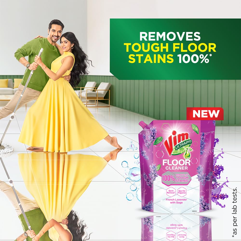 Vim Floor Cleaner: 1.8L | French Lavender with Sage | 100% Removal of stains for complete clean floors & long lasting fragrance