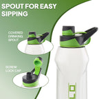 CELLO Fitbe Flip Cap Water Bottle For Daily Use 1000 ml, Black Green | BPA Free, Reusable & Unbreakable Leakproof Lightweight Easy to Carry with Handle PET Water Bottle For Gym Office Indoor & Outdoor