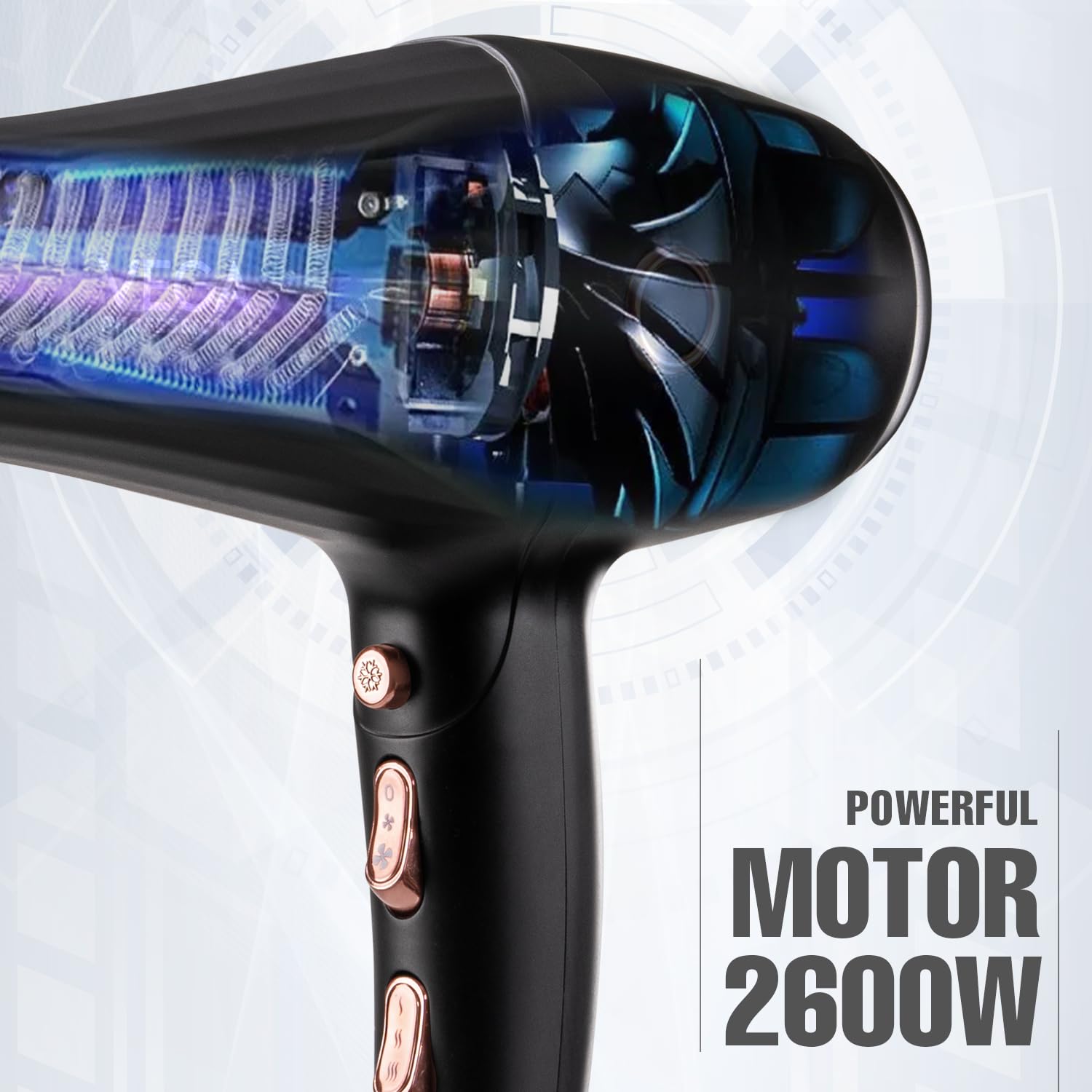VEGA PROFESSIONAL Pro Dry 2600W Hair Dryer for Women & Men, Professional Blow Dryer with Combination of 4 Heat & 2 Speed Settings, Cool Shot Button & 16 Amp Plug, Salon Hair Styling at Home (VPPHD-11)