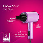 AGARO Premium Hair Dryer with 1400 Watts Motor, 3 Temperature Settings & Cool Shot Button- Black HD-1214