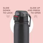 MILTON Reva 1000 ISI Certified Stainless Steel Water Bottle with Twin Lid Sip or Gulp, 1 Litre | Single Wall, BPA-Free, Leakproof | Sturdy Handle | Ideal for Home, Office, Gym & Travel, Black