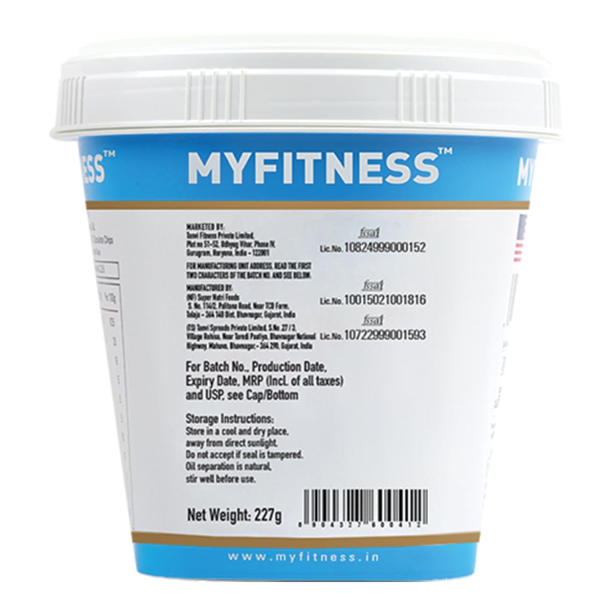 MYFITNESS Peanut Butter Chocolate Spread Smooth 227g  (Pack of 3)