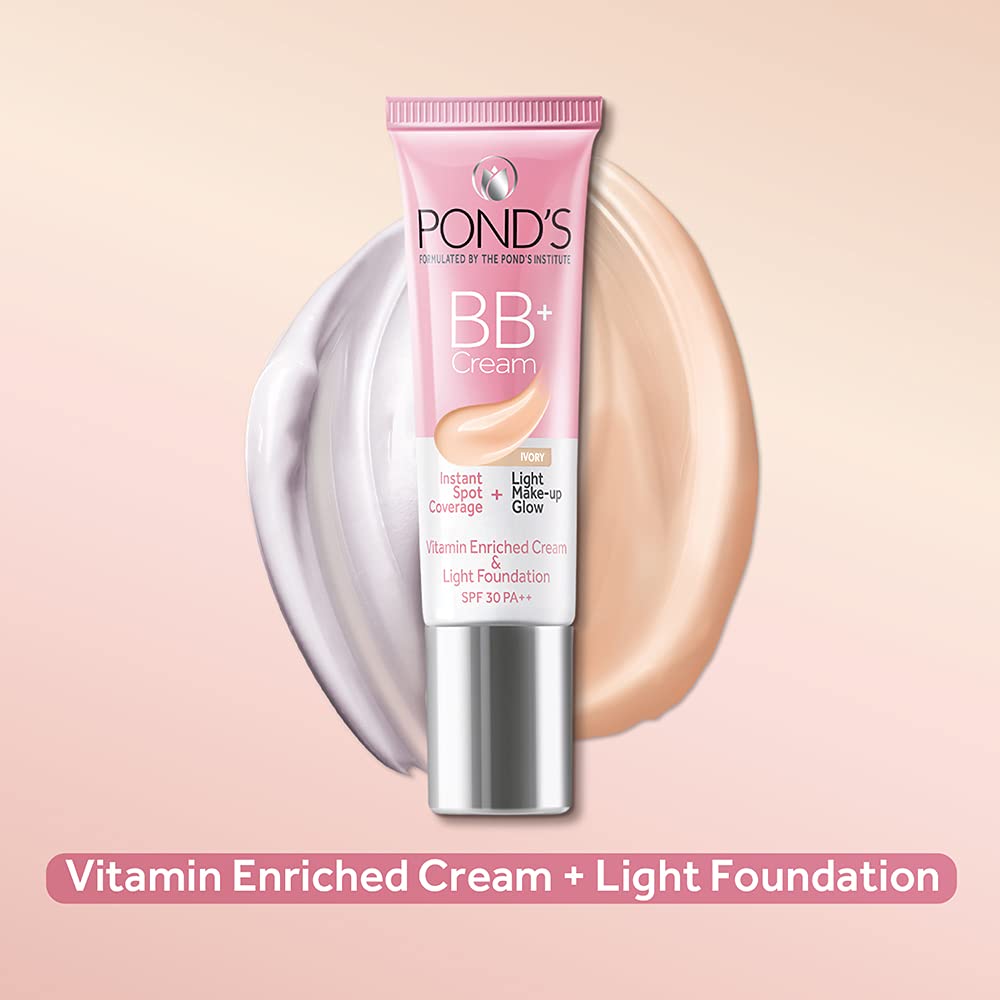 POND'S BB+ Cream | Instant Spot Coverage | Light Make-up Glow | Ivory 9g