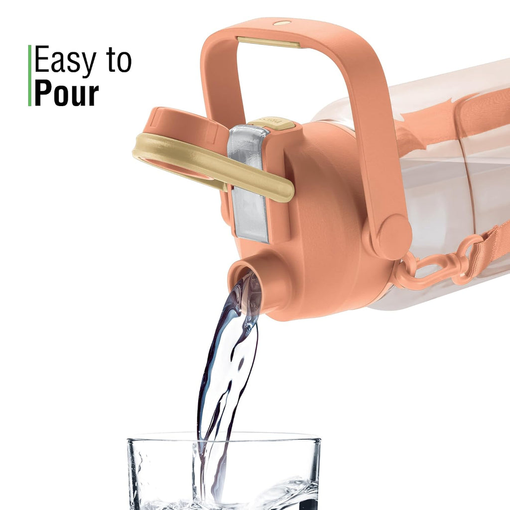 MILTON Eros 1000, 2-in-1 Sip or Gulp Lid Water Bottle 960ml | Unbreakable - Crystal Clear Plastic | Leak-Proof & BPA-Free, One-Click Open | Ideal for School, Office, Gym & Travel Use, Peach