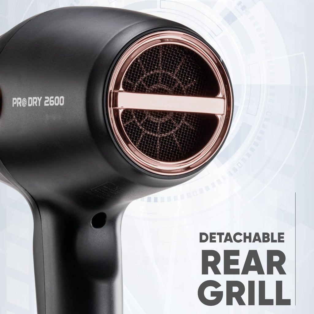 VEGA PROFESSIONAL Pro Dry 2600W Hair Dryer for Women & Men, Professional Blow Dryer with Combination of 4 Heat & 2 Speed Settings, Cool Shot Button & 16 Amp Plug, Salon Hair Styling at Home (VPPHD-11)