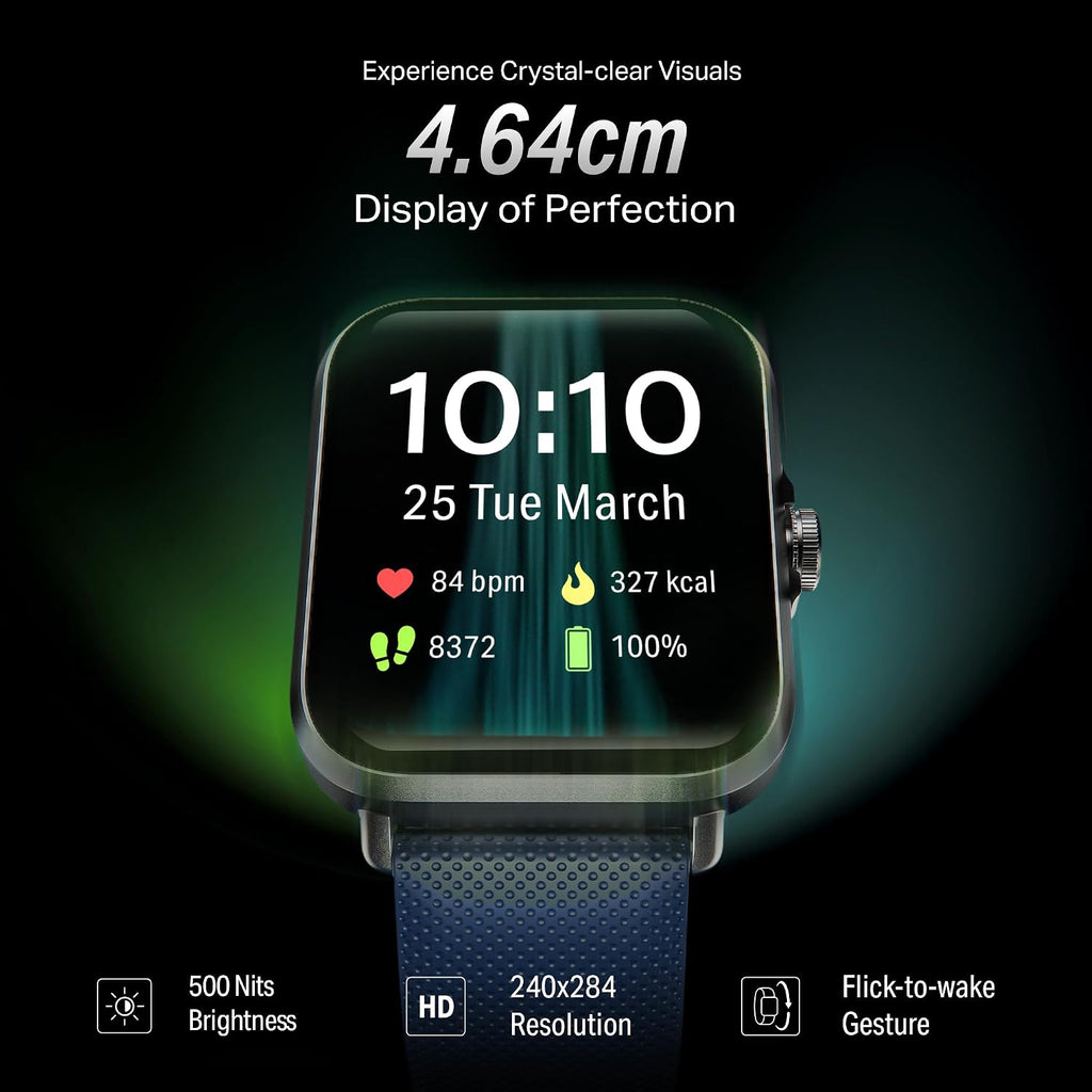 boAt Storm Infinity w/21 Days Extensive Battery Life, BT Calling, Huge 550mAh Battery, Fast Charge, 1.83” (4.65cm) Display, HR, SpO2 & Sleep Tracking, Smart Watch for Men & Women (Deep Blue)