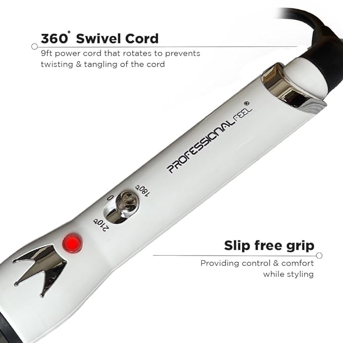 PROFESSIONAL FEEL Professional FEEL Hair Curler For Women - Electric Curling Wand [Curling The Hair Without Damage] Electric Hair Curler (Barrel Diameter: 25 Mm), White