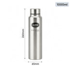 CELLO Crysta Stainless Steel Water Bottle for Daily Use Set of 2 Pcs Silver, 1000 ml | Single Wall, Rustproof & Leakproof, Fridge Safe | Stainless Steel Water Bottle for Kids, Office, Travel, Picnic