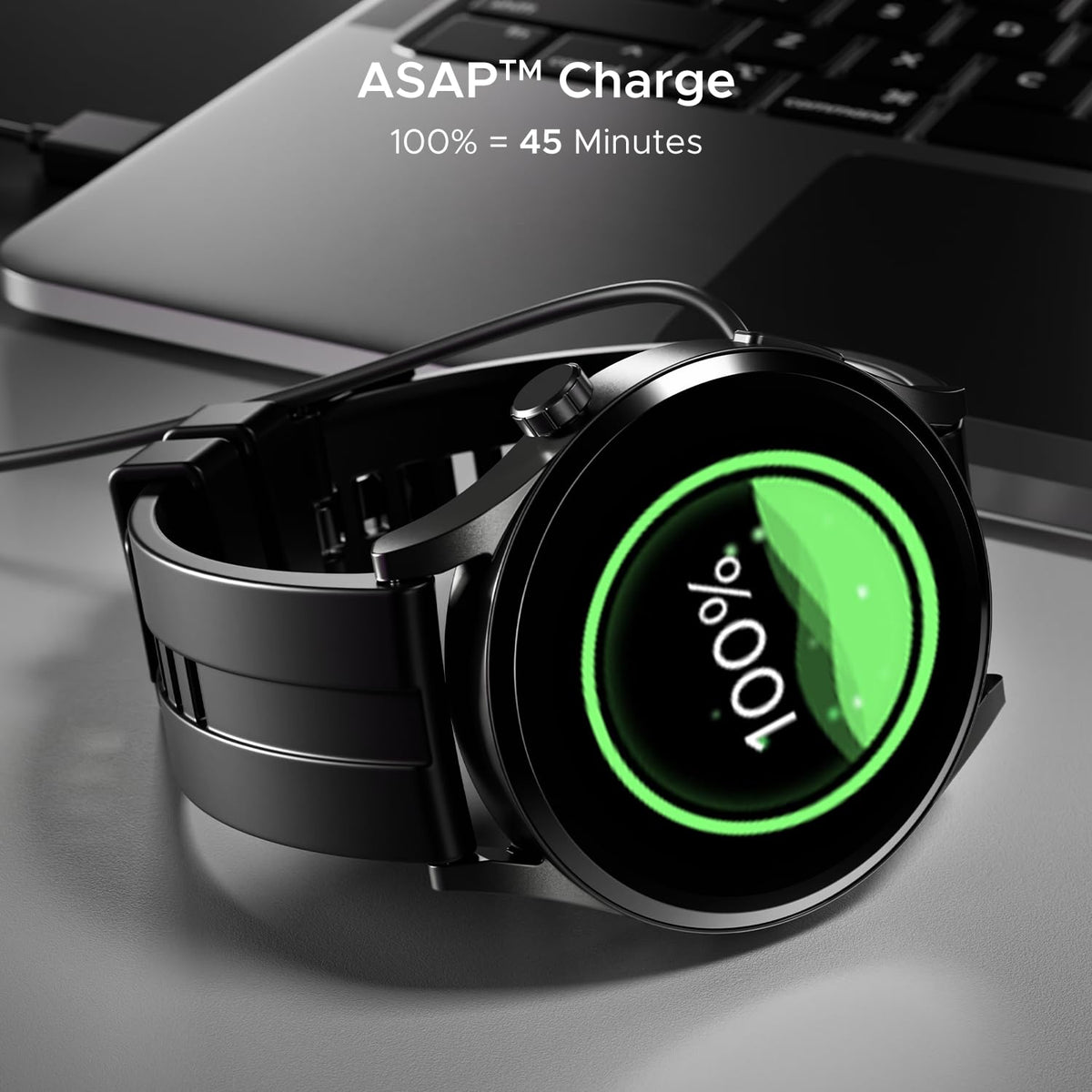 boAt Chrome Horizon, Premium Metal Body, Video Watch Faces, 1.51”(3.83cm) AMOLED Round Display, HRV & VO2 Max, Auto-Activity Detection, ASAP Charge, HRV Smartwatch for Men & Women (Midnight Black)